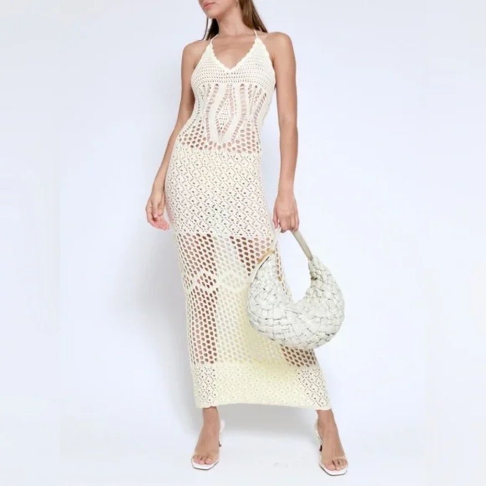 Beige Botany crochet dress